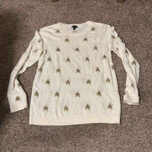 Talbots holiday gold star sweater small